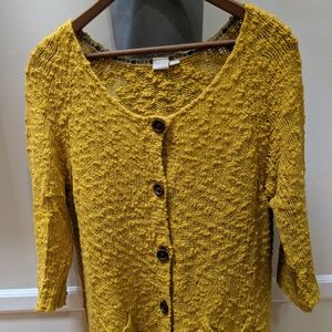 Anthropologie mustard yellow 3/4 sleeve cardigan